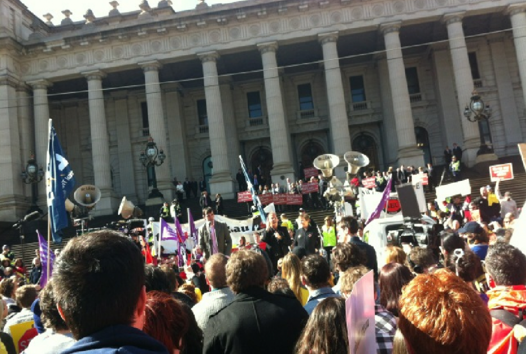 TIM SPEAKS AT TAFE RALLY